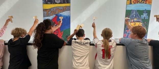 Some students taking part in a science experiment.